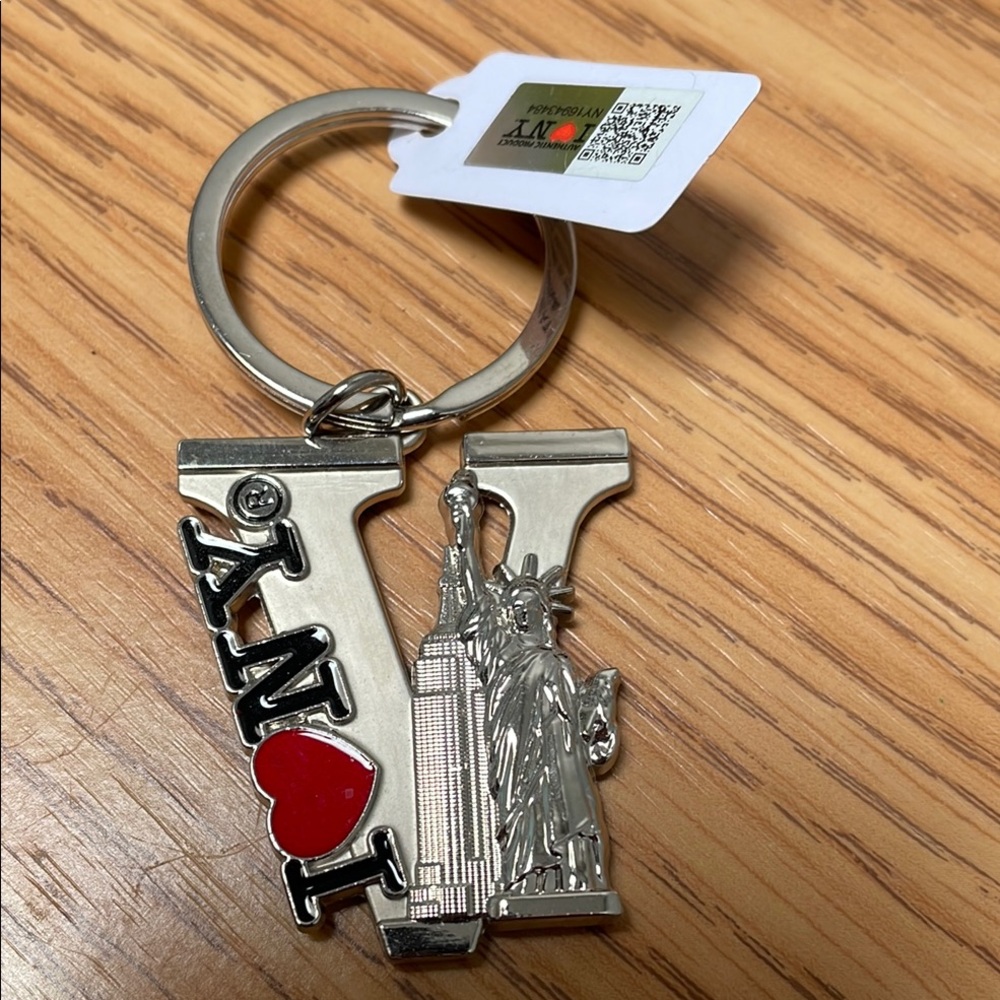 Silver I Love NY Keychain- V